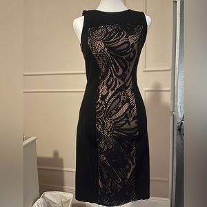 BCBG size small black dress with nude lace detail